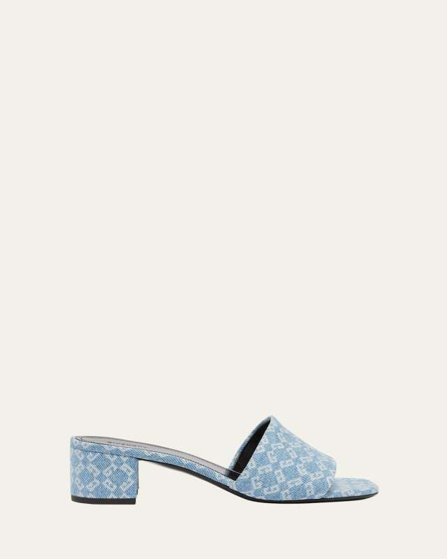 4G Denim Block-Heel Mule Sandals